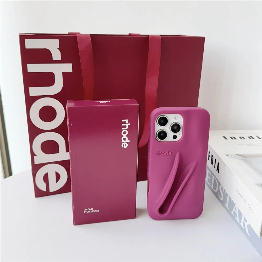 Rhode Bag iPhone Case - Lip Gloss Style Silicone Stand Cover for iPhone 17 Air 16 15 14 13 12 Pro Max Plus 16E