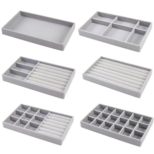 Velvet Jewelry Organizer Tray – Ring, Bracelet & Necklace Storage Box Display Drawer Organizer for Jewelry Showcase & Storage
