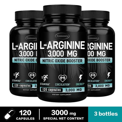 L-Arginine Supplement – Boost Energy, Strength & Endurance, Vascular Support for Exercise & Muscle Health