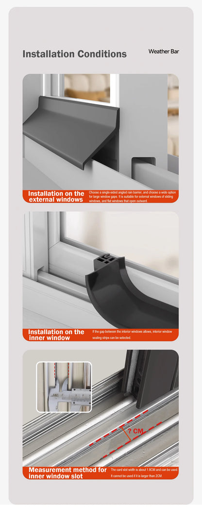 Aluminum Alloy Window Water Blocking Bar – Rain Flashing Board & Waterproof Sealing Strip for Home Windows