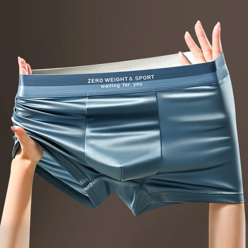 Men’s Ice Silk Boxer Shorts Breathable Plus Size Underwear Soft Stretch Slim Fit Underpants Premium Comfort Lingerie Style Wholesale Pack