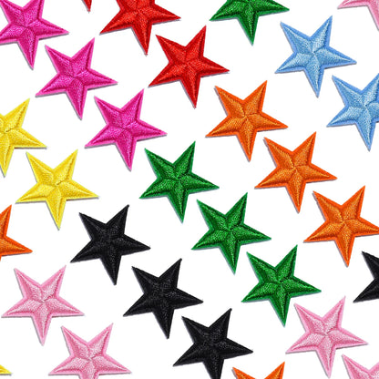 10pcs Mini Star Iron-On Embroidery Patches – Small Pentagram Appliques for DIY Clothing, Black White Gold Fashion Decoration