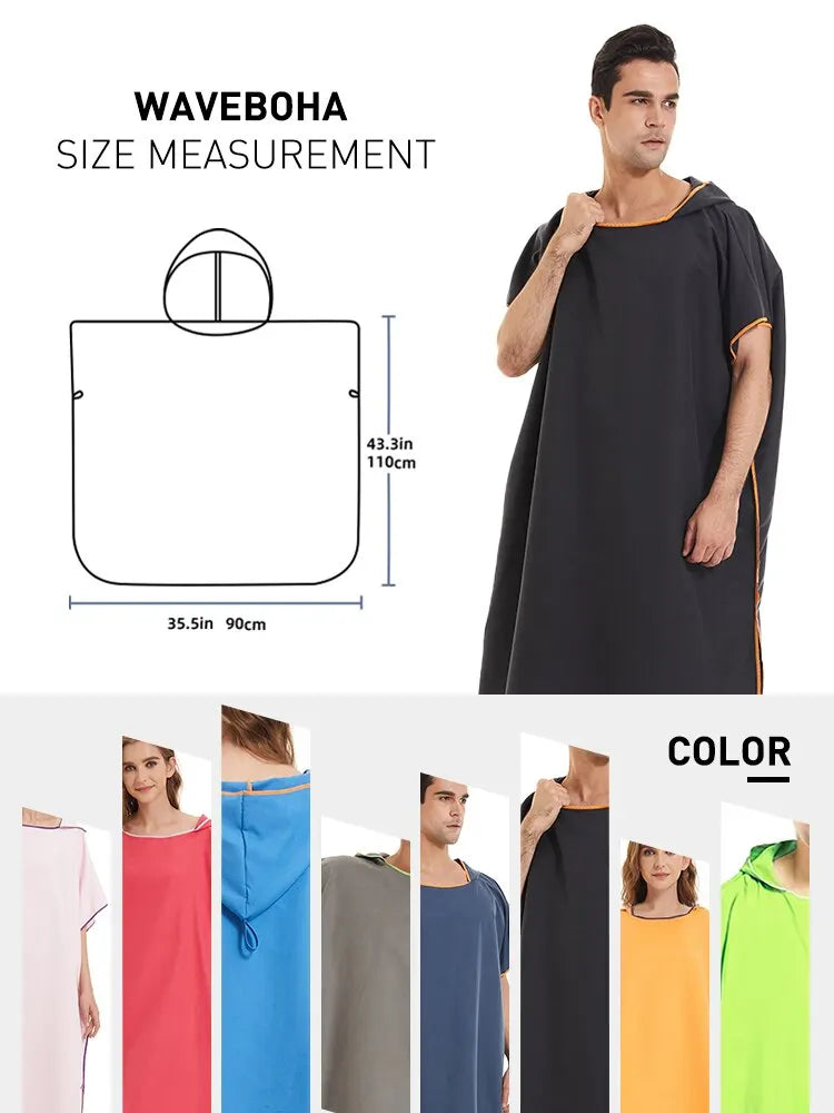 Microfiber Hooded Towel for Men & Women – Quick Dry Changing Robe, Beach, Swim & Travel Poncho Bathrobe
