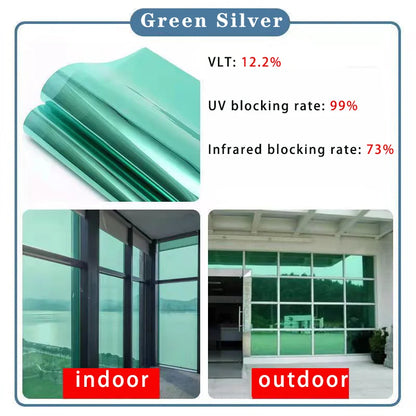 Solar Reflective Window Film - Insulation Privacy Glass Tint Sticker with 99% UV Protection for Home & Office Windows