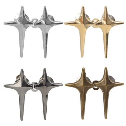 Adjustable Jean Button Pins – Detachable Metal Waist Tightener with Cross Star Design for Clothing Alterations