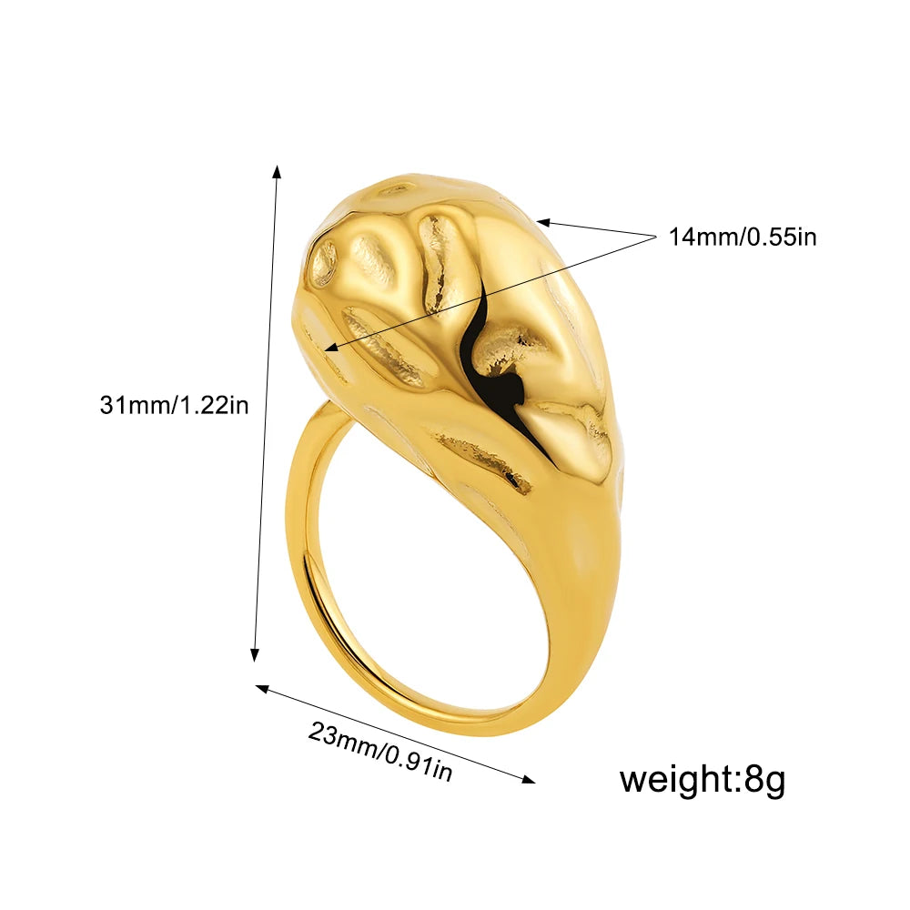 Vintage Stainless Steel Chunky Ring – Punk Irregular Adjustable Open Ring for Women, Wedding Jewelry Gift
