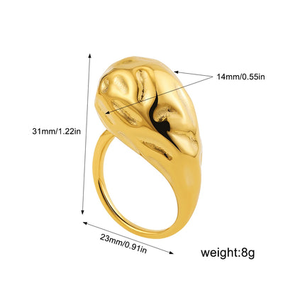 Vintage Stainless Steel Chunky Ring – Punk Irregular Adjustable Open Ring for Women, Wedding Jewelry Gift