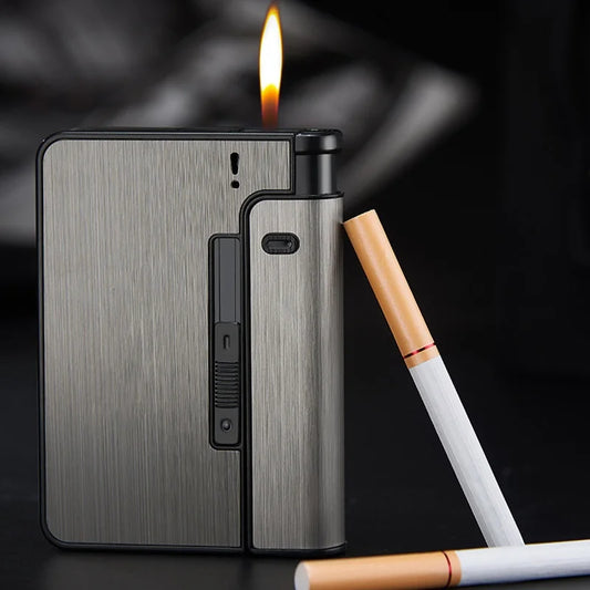 Portable Automatic Cigarette Case - Metal Holder Box for 10 King-Size Cigarettes, Gift for Men & Dad