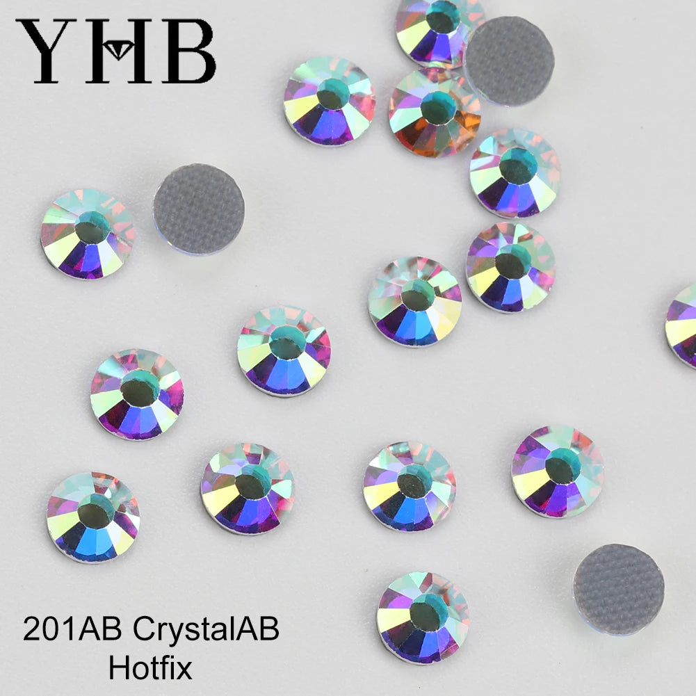 YHB 101-127 Hotfix Crystal Rhinestones - Glitter Glass Flatback Gems for Bags, Shoes, Garments, Phone & Nail Art DIY
