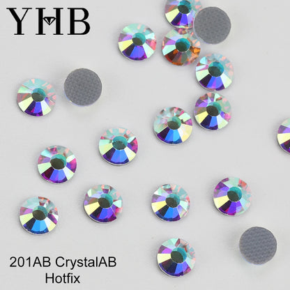 YHB 101-127 Hotfix Crystal Rhinestones - Glitter Glass Flatback Gems for Bags, Shoes, Garments, Phone & Nail Art DIY