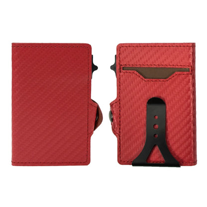 CASEKEY PU Leather Men’s Pop-Up Card Holder Wallet – Slim Minimalist Anti-RFID Smart Wallet with Money Clip & ID Window