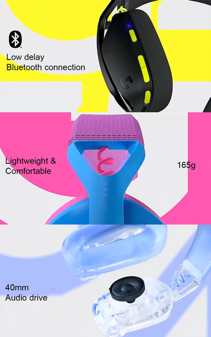 Logitech G435 LIGHTSPEED Bluetooth Wireless Gaming Headset – Over-Ear Surround Sound Headphones for PC, Laptop, Games & Music
