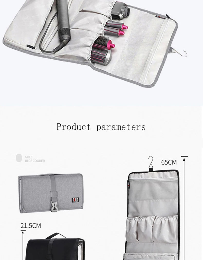 Large Capacity Hair Dryer Case – Dustproof Travel Storage Bag Organizer for Dyson Pre-Styling Dryer & Curling Barrels Pouch