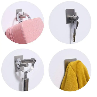 Stainless Steel Self-Adhesive Wall Hooks – Rustproof 3M Sticky Hooks for Towels, Robes, Coats, and Clothes in Bathroom or Kitchen