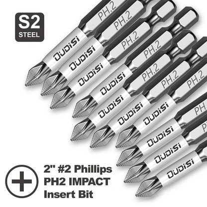 50mm/2-Inch Phillips PH2 Impact Screwdriver Bit - Ideal for Plastic, Wood, and Metal Projects!