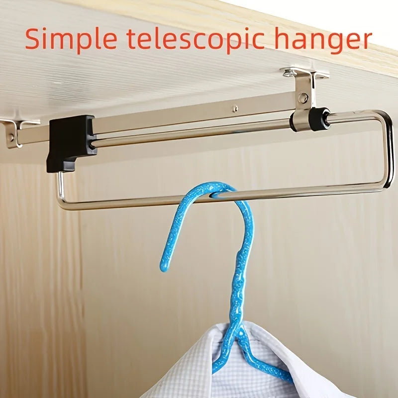 Telescopic Pants Hanger - Space Saving Metal Closet Organizer for Suits, Jackets & Wardrobe Storage