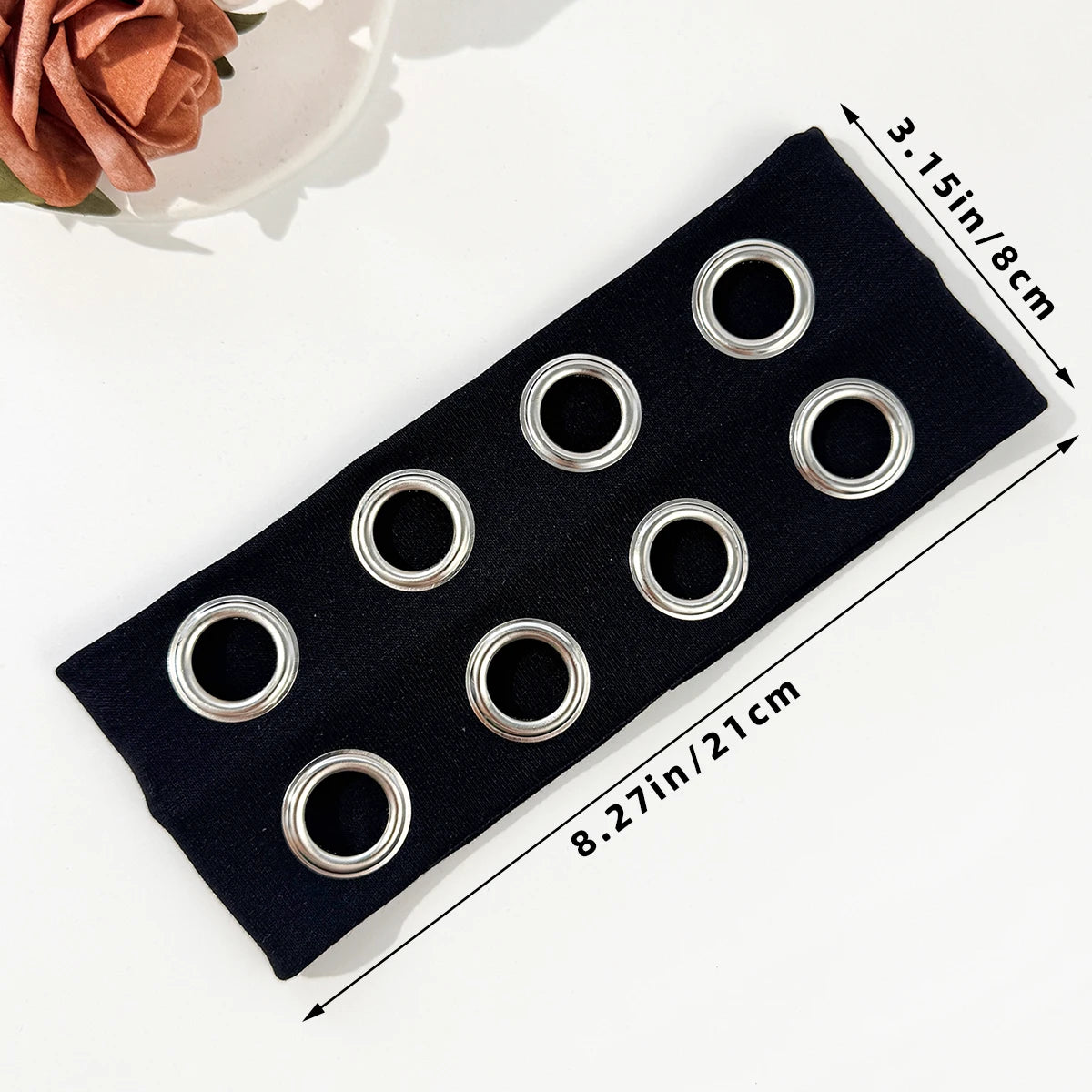 Punk Metal Hollow Eye Headband - Hip-Hop Rock Style Stretch Hair Accessory for Men & Women Music Festivals