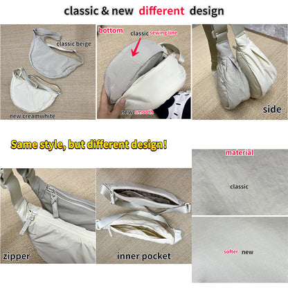 Solid Color Women's Portable Shoulder Bag – Simple Nylon Cloth Padded Crossbody Travel Purse & Messenger Bag