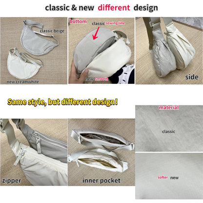Solid Color Women's Portable Shoulder Bag – Simple Nylon Cloth Padded Crossbody Travel Purse & Messenger Bag