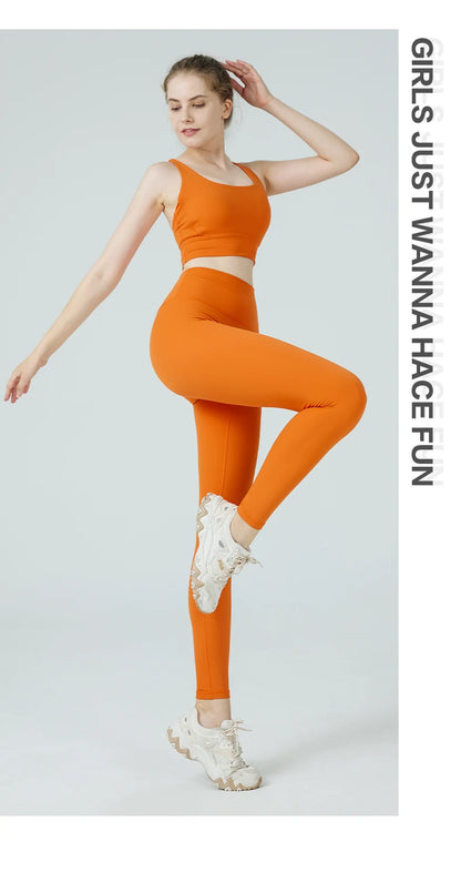 2-Piece Women’s Yoga Tracksuit – Pilates Fitness Set with Push-Up Sports Bra & Leggings for Gym Workout