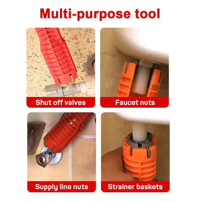 14-In-1 Sink Faucet Wrench - Plumbing Repair Tool with Double Head Handle, Spanner Tool Installer Ratchet Wrench Set for Bathroom
