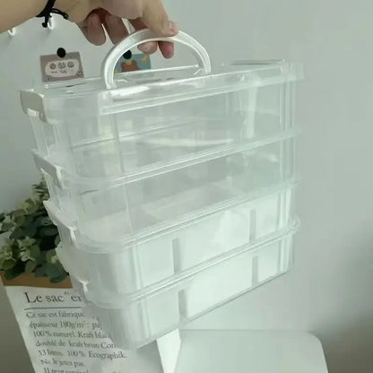 4-Layer Stackable Transparent Organizer – Multi-Tier Plastic Storage Box for Kids Toys, Makeup, Jewelry, Office & School