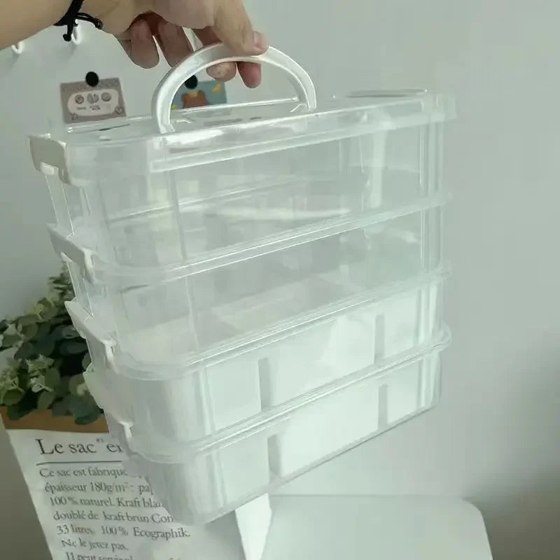 4-Layer Stackable Transparent Organizer Box – Multi-Tier Plastic Storage for Kids’ Toys, Makeup, Jewelry, School & Office Supplies