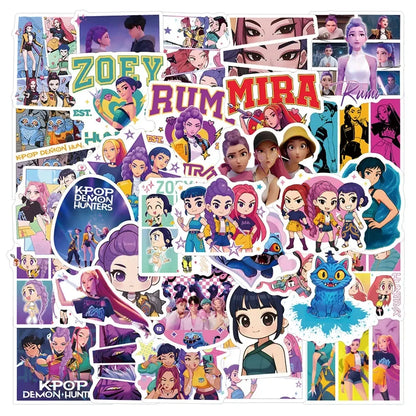 55-170PCS K-Pop Demon Hunters Anime Stickers – Waterproof DIY Decoration for Boys, Girls & Fans Gift
