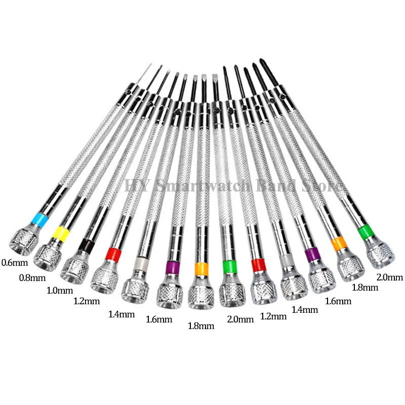 13pcs Watch Repair Screwdriver Set – 0.6mm-2.0mm Flat Head Tools for Professional Watchmakers