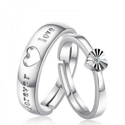 Luxury Zircon Couple Rings - Shiny Crown, Flower & Heart Design for Women & Men, Promise & Anniversary Wedding Jewelry