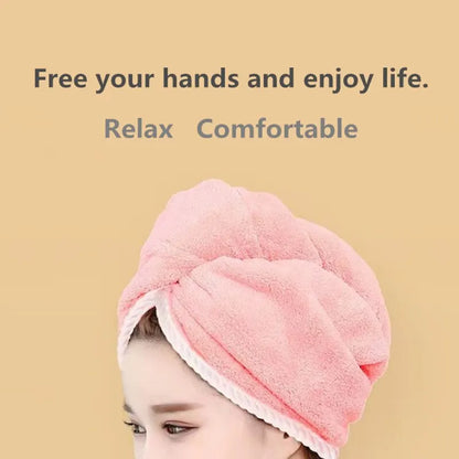 Double Thick Dry Hair Towel - Double-Sided Dry Hair Cap, Multi-Color Strong Absorbent, Rippled Edge Quick Drying Bath Hat