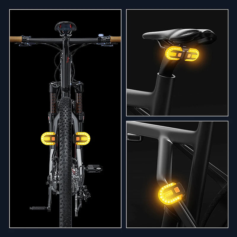 Bicycle Turn Signal Light - Wireless Remote Control LED Taillight, USB Rechargeable Rear Warning Lamp, Bike Accessories