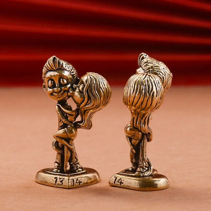 Retro Brass Couple Figurine – Handcrafted Copper Chinese Children Statue Home Decor Ornament Gift Art Craft Accessory