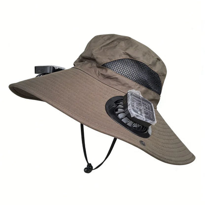 Solar Fan Hat - Breathable 3-Speed Cooling Visor Cap with UV Protection for Fishing & Summer