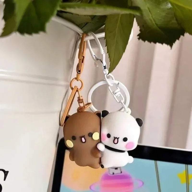 Cartoon Panda Bubu Dudu Magnetic Keychain - Cute Backpack Pendant, Couple Toy Figure Accessory & Fantasy Gift