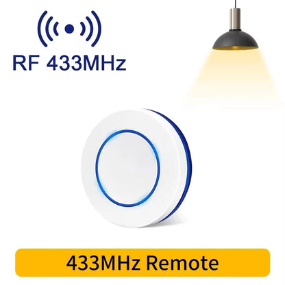 433MHz Wireless Relay Switch - 10A Remote Control Light Receiver with Wall Panel for LED Lamps 110V 220V