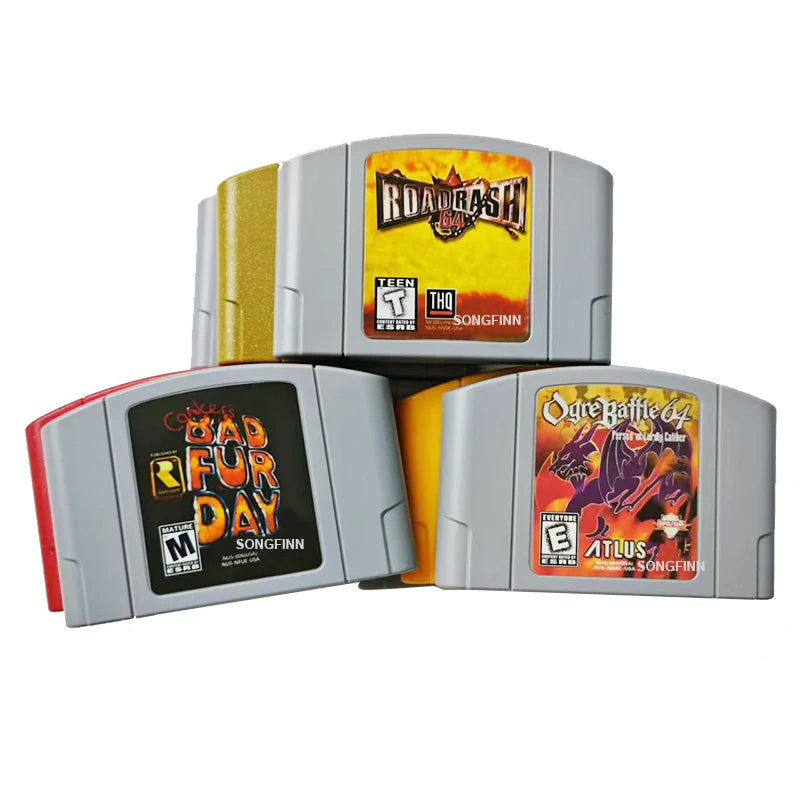 USA Version Conker's Bad Fur Day 64-Bit Game Cartridge – Compatible with N64 Console, Includes Ogre Battle, Road Rush, Rampage Kart
