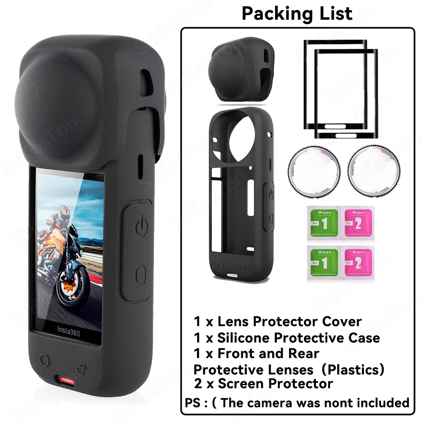 Insta360 X4 Lens Guards, Storage Bag & Screen Protector Film – Anti-Scratch Camera Accessories for Insta360 X4