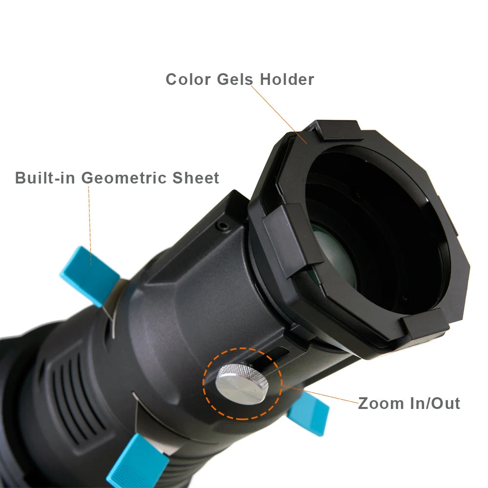 Focalize Conical Snoot Bowens Mount – Photography Condenser with Geometric Sheet Shapes, Gobo Filters & Gels