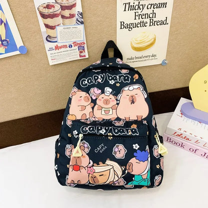 Cute Capybara Backpack | Large Capacity, Breathable Nylon Schoolbag for Students, Women & Girls, Ultra-Light Book Bag