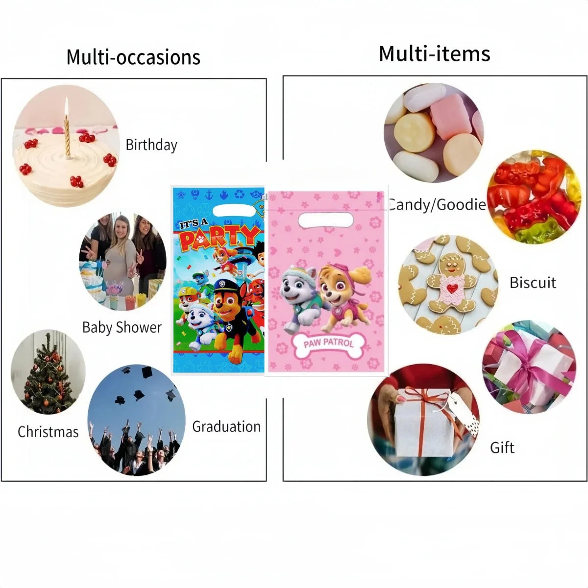 PAW Patrol Birthday Party Gift Bags – Pink Dog Themed Candy & Goodie Bags for Kids, Baby Shower & Party Supplies Treat Packaging