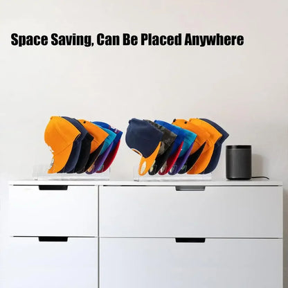 Stackable Acrylic Baseball Cap Rack — Rectangular Hat Organizer Stand for Display and Storage