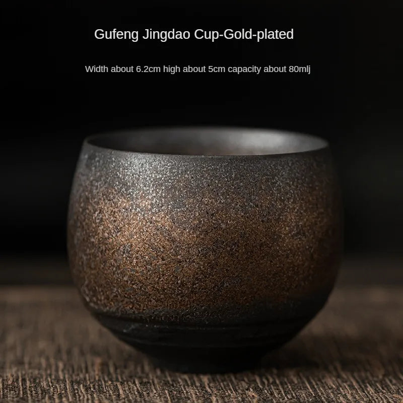 Japanese Handmade Stoneware Tea Cup – Small Kung Fu Single Teacup Vintage Style
