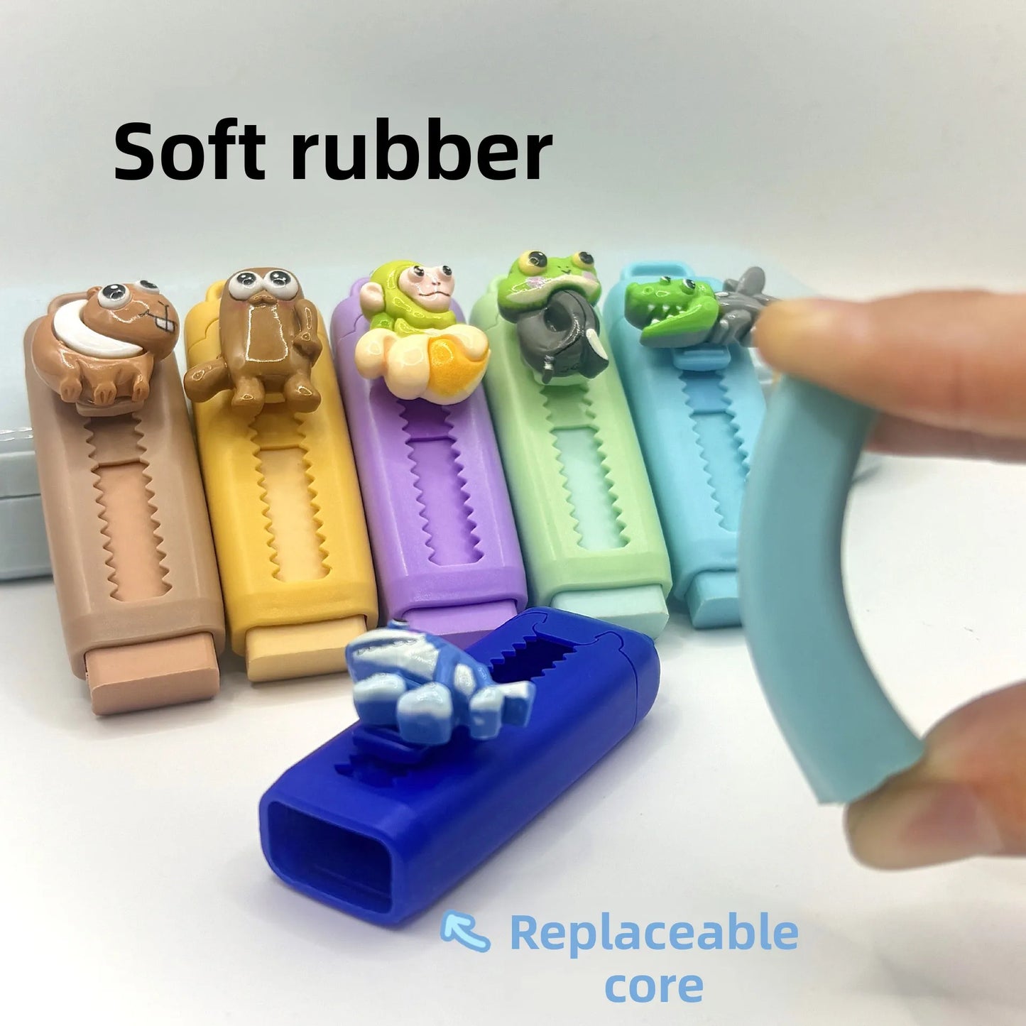 6PCS Italian Brainrot Tung Retractable Pencil Erasers — Kawaii Cute Drawing & Painting School Supplies