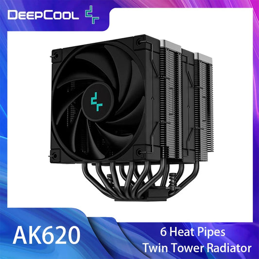 DeepCool AK620 ZERO DARK Twin Tower CPU Cooler – 6 Heat Pipes High Performance Air Cooling Radiator for Intel LGA1700/1200/115X & AMD AM5/AM4