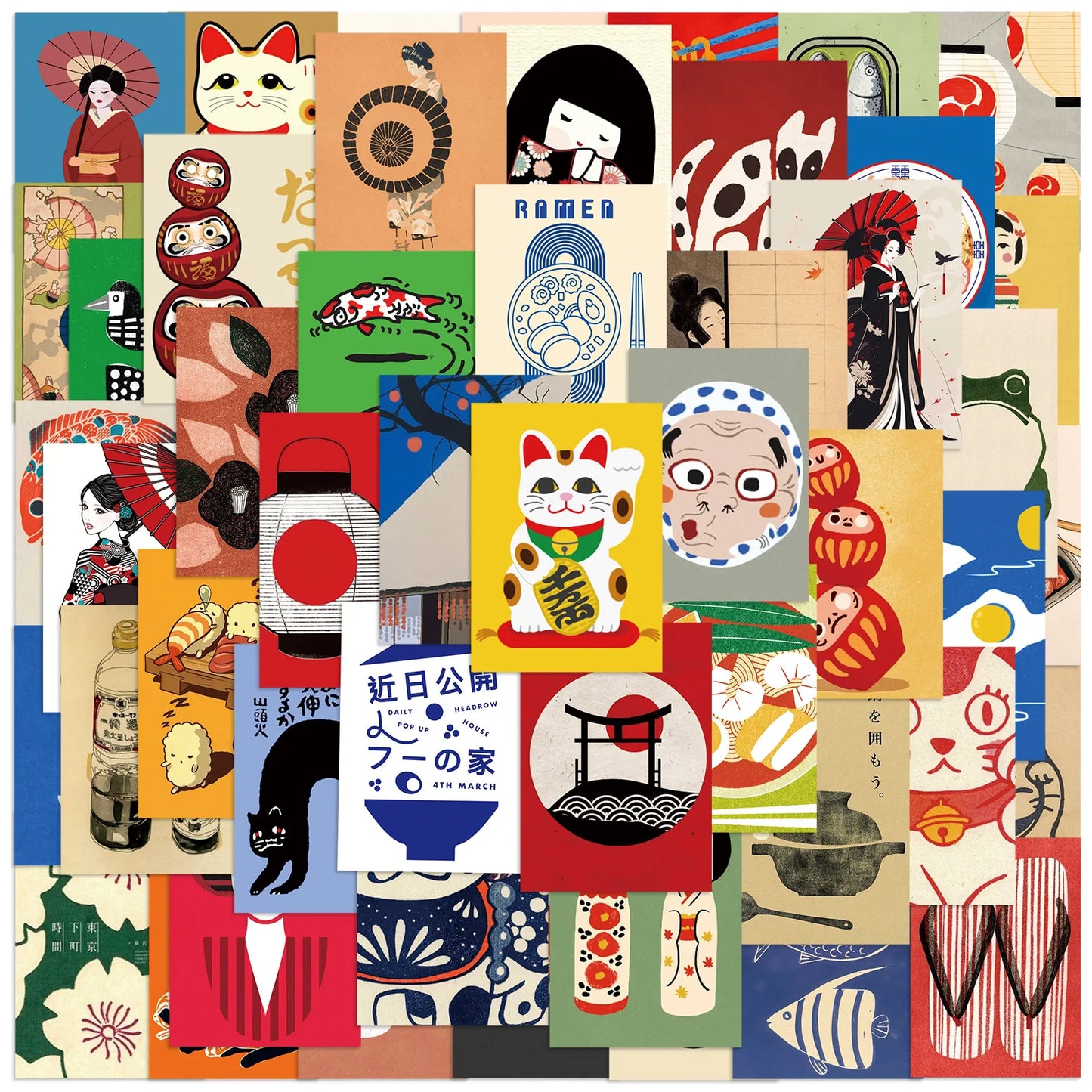 50Pcs Japanese Cartoon Stickers - Waterproof Decorative Decals for Laptop Phone Case Refrigerator Skateboard DIY Decor