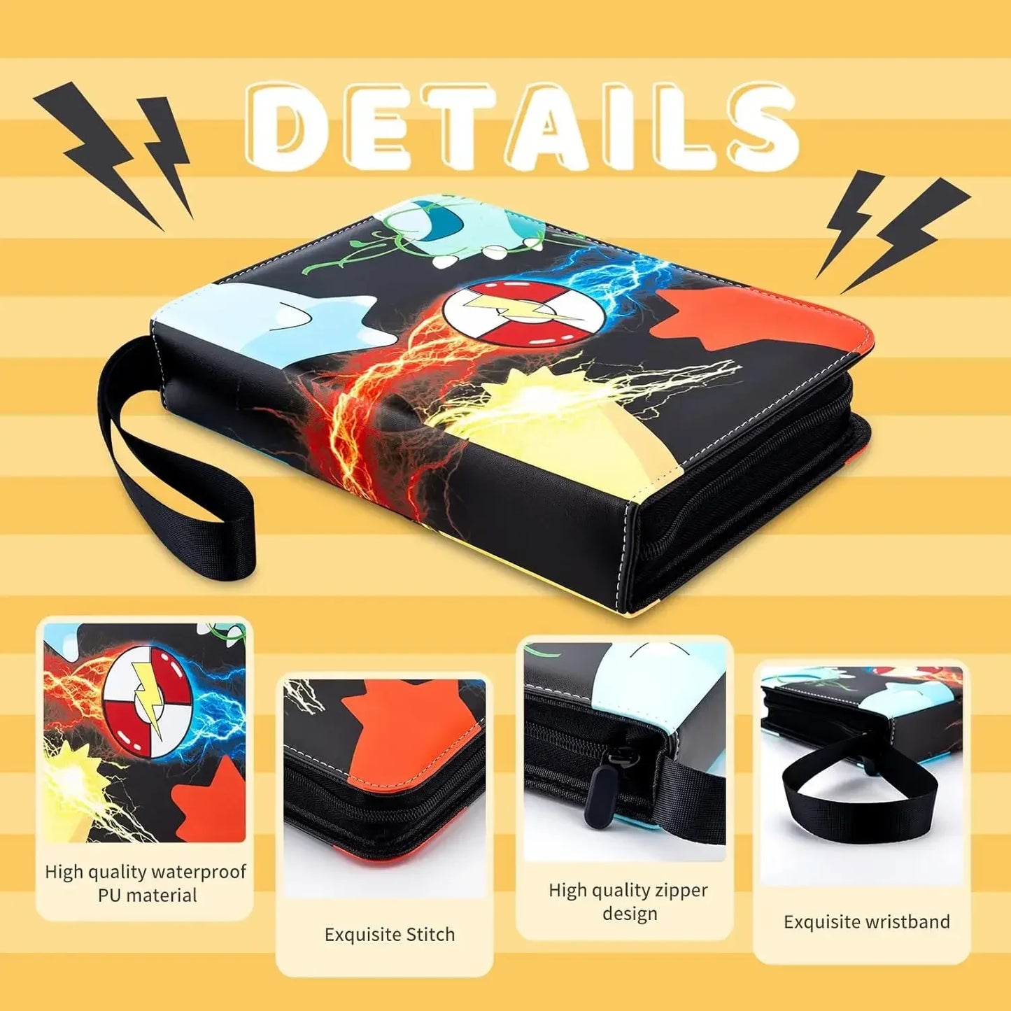 Pokemon Trading Card Binder – Custom Collection Holder with 50 Sleeves, 400 Pockets for Cards