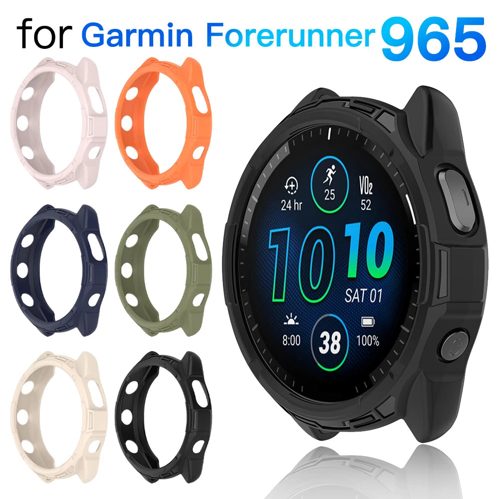 Silicone Protective Case for Garmin Forerunner 965 – Soft Flexible Shockproof Bumper Cover Shell Accessory for Garmin 965 Smartwatch