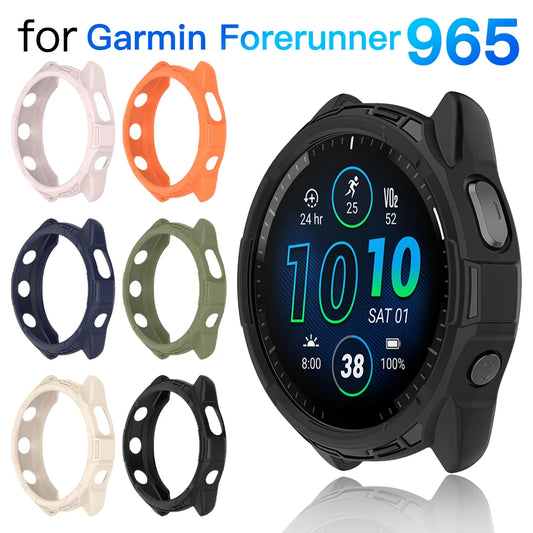 Silicone Protective Case for Garmin Forerunner 965 – Soft Flexible Shockproof Bumper Cover Shell Accessory for Garmin 965 Smartwatch