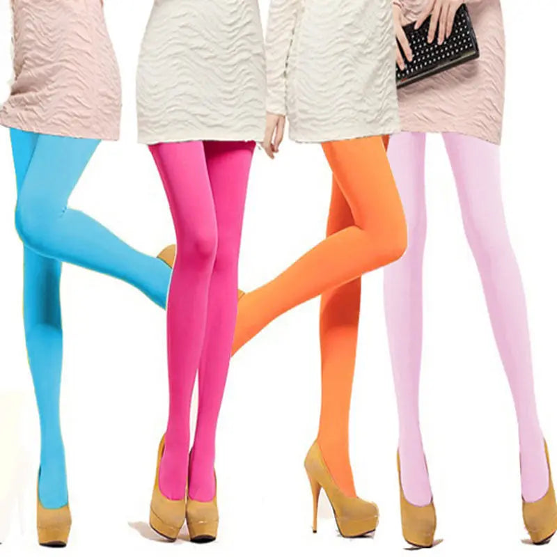 Candy Color 120D Velvet Tights - Seamless Warm Stretch Pantyhose for Women, Long Stockings